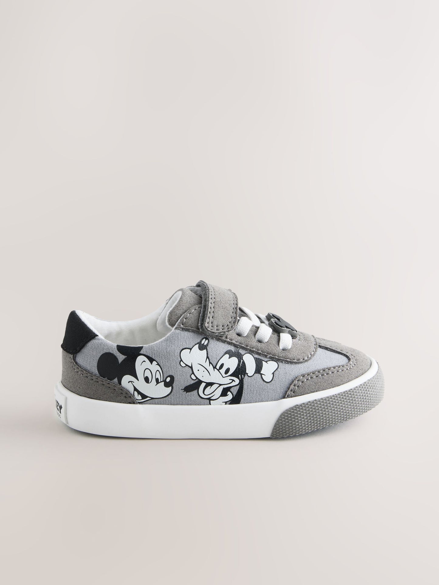 Grey Mickey Mouse Touch Fastening and Elastic Lace Trainers image 4
