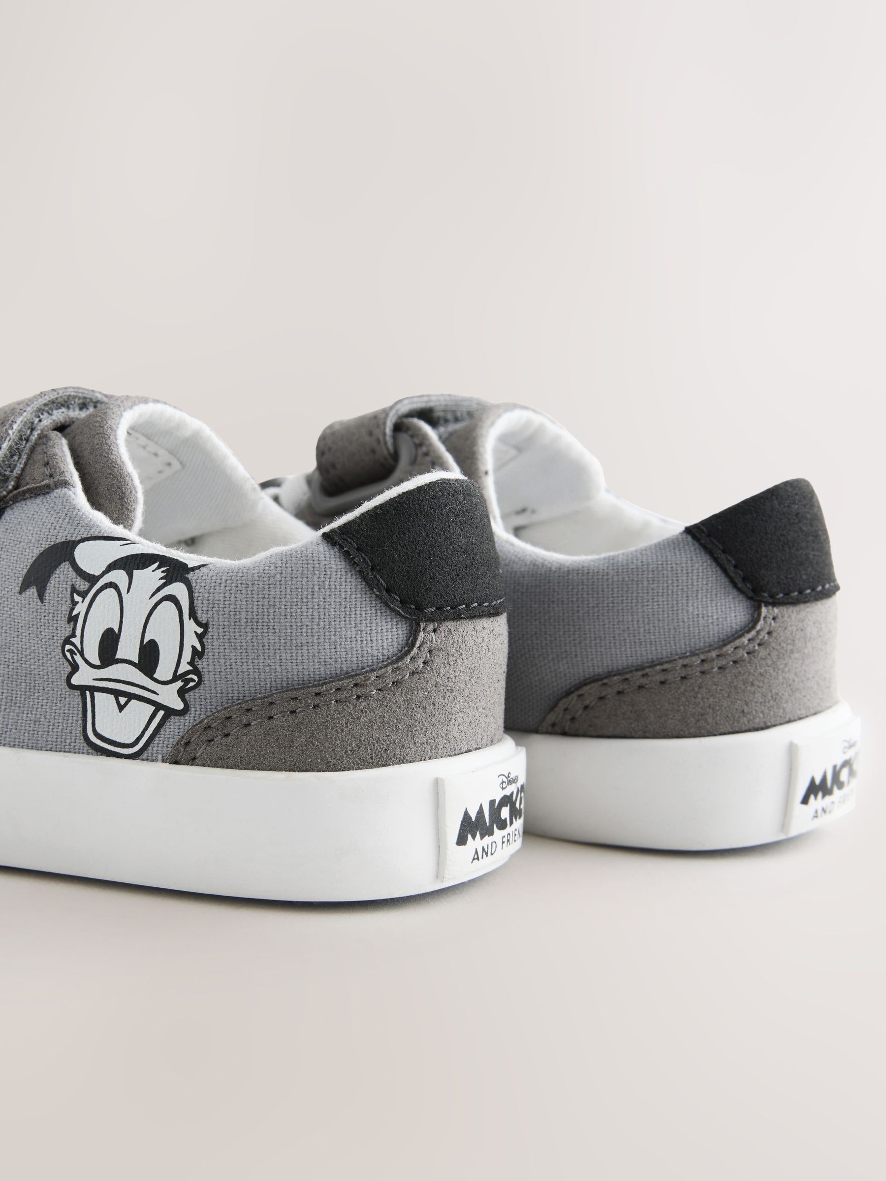 Grey Mickey Mouse Touch Fastening and Elastic Lace Trainers image 5