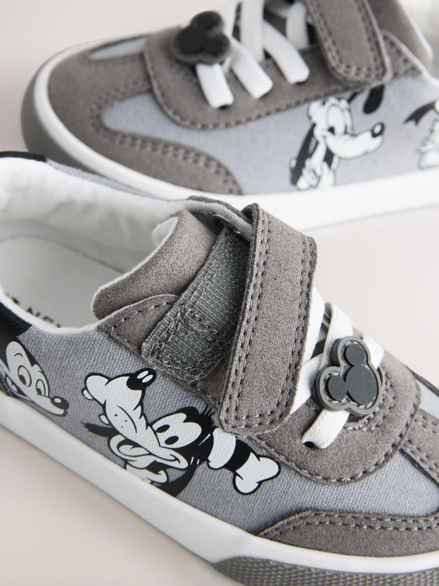 Grey Mickey Mouse Touch Fastening and Elastic Lace Trainers image 6