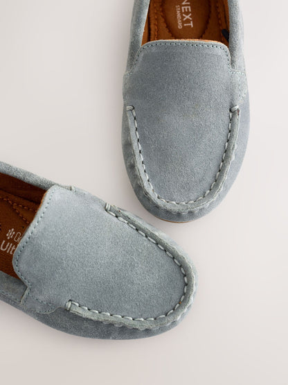 Blue Standard Fit (F) Suede Slip-Ons Loafer Shoes image 5