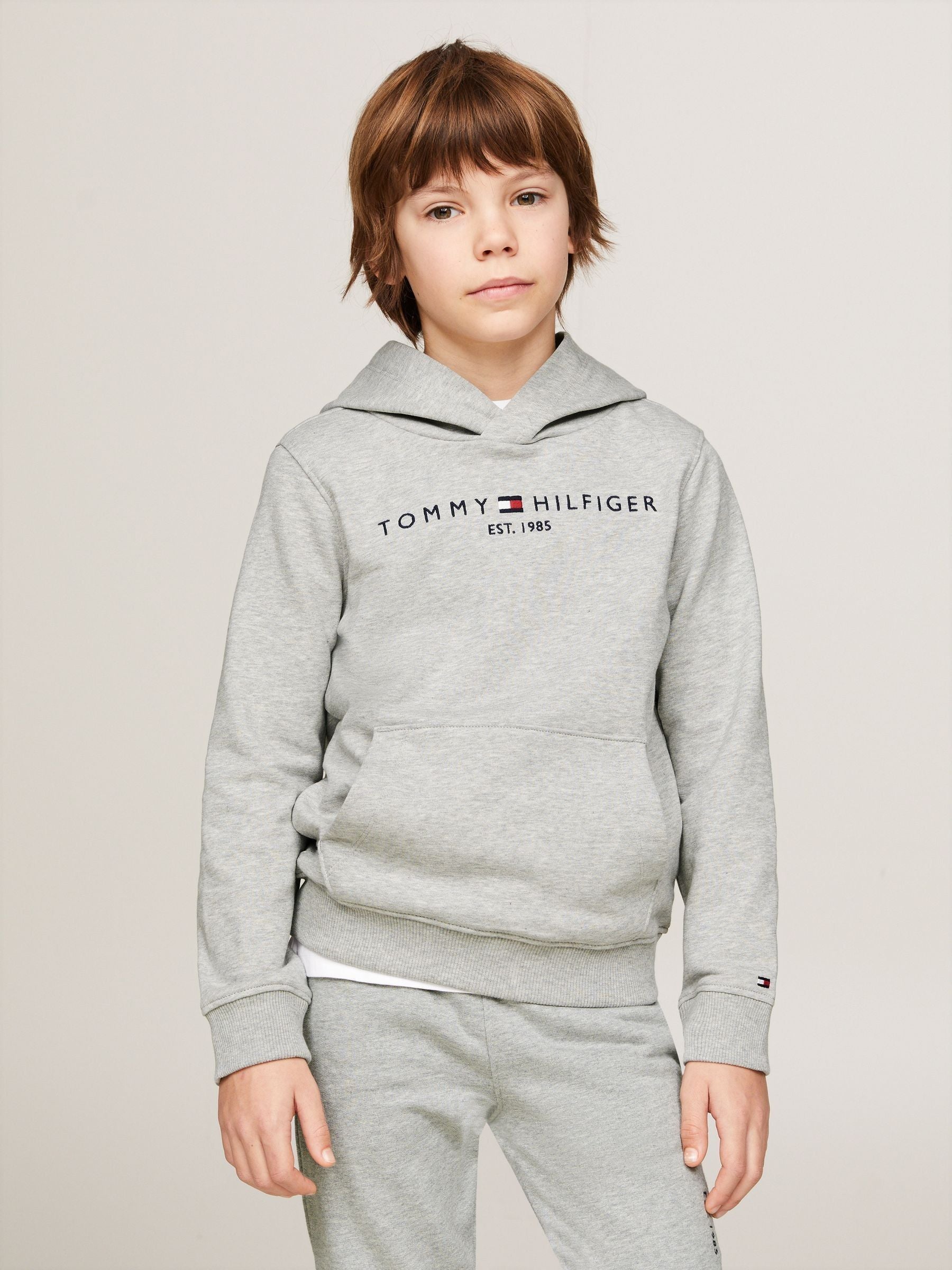 Dsiney Kidz - Tommy Hilfiger Grey Essential Logo Pure Cotton Hoodie image 4