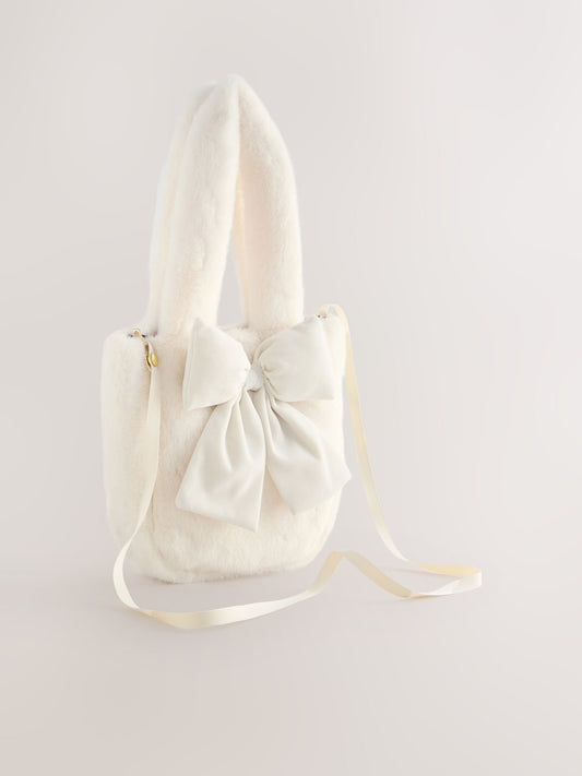 Cream Cream Fur Bucket Bag image 1