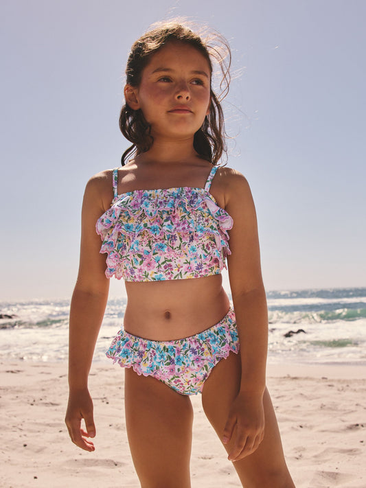 Dsiney Kidz - Pink/Yellow Ditsy Floral Frill Bikini (3-16yrs) image 1