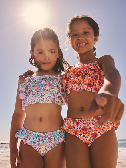 Dsiney Kidz - Pink/Yellow Ditsy Floral Frill Bikini (3-16yrs) image 3