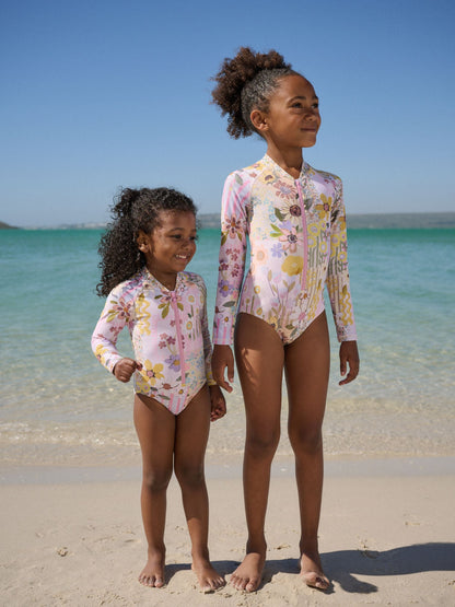 Dsiney Kidz - Pink Patchwork Floral Long Sleeve Sunsafe Swimsuit (3mths-16yrs) image 2