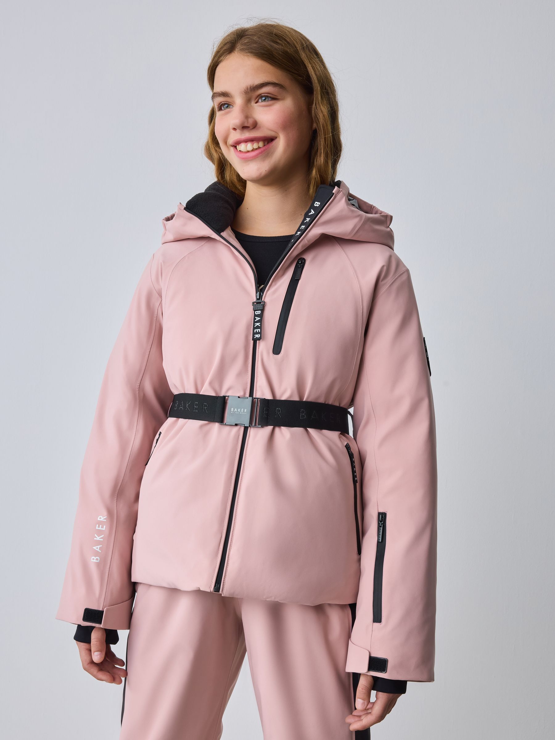 Baker by Ted Baker Pink Waterproof Belted Padded Ski Jacket image 1