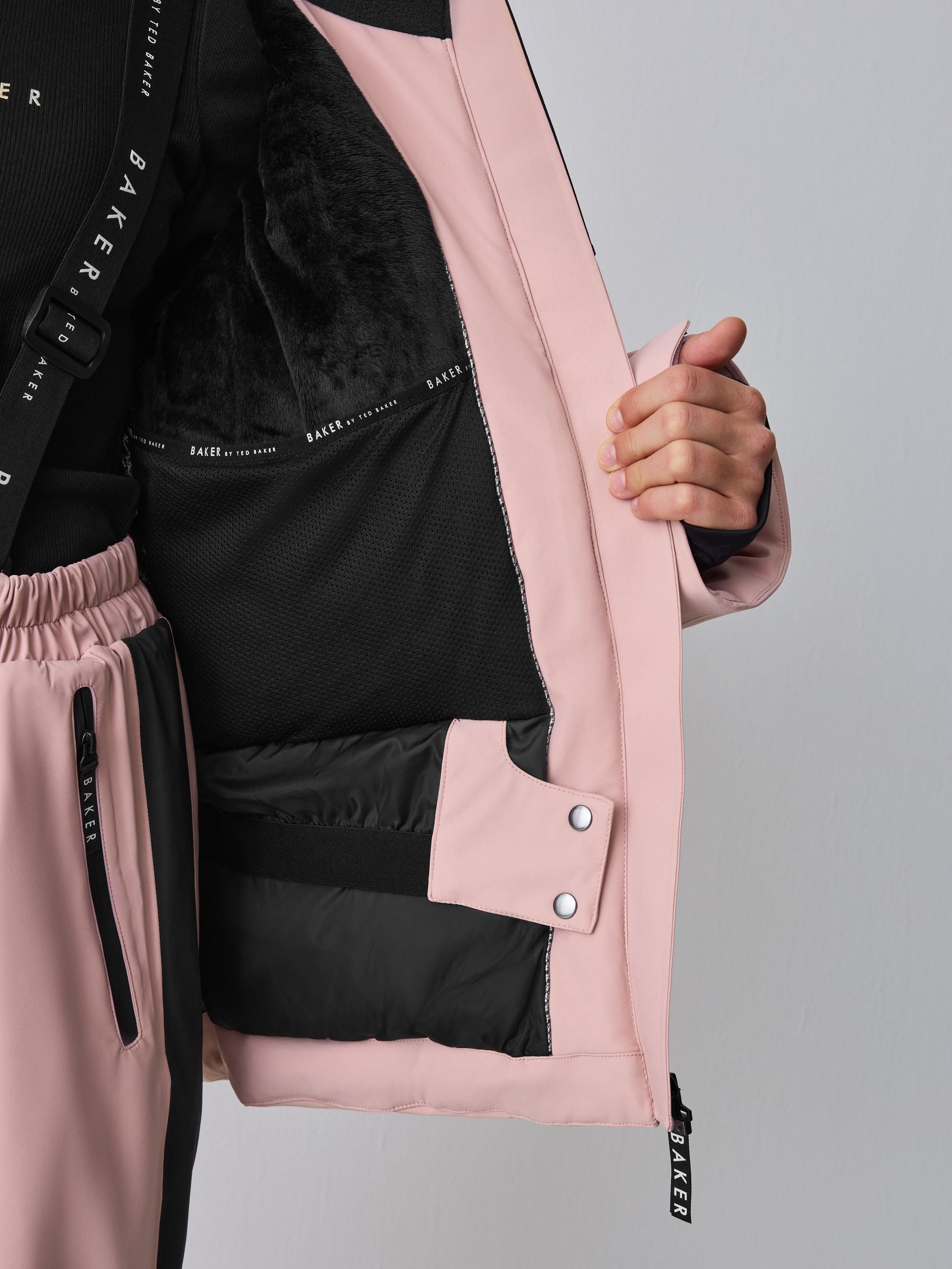 Baker by Ted Baker Pink Waterproof Belted Padded Ski Jacket image 10
