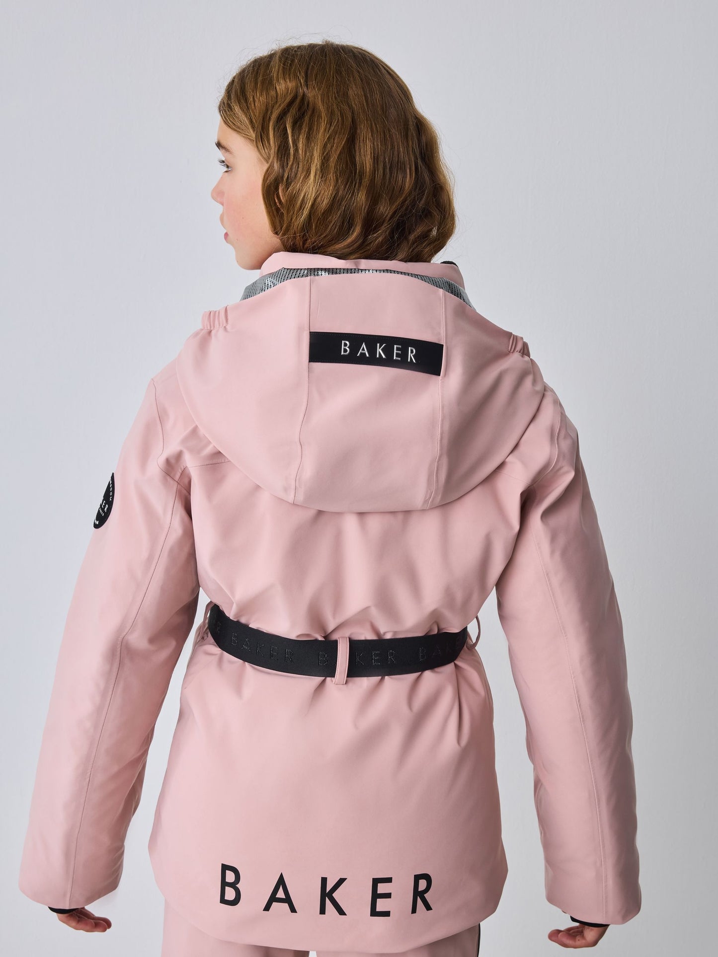 Baker by Ted Baker Pink Waterproof Belted Padded Ski Jacket image 3