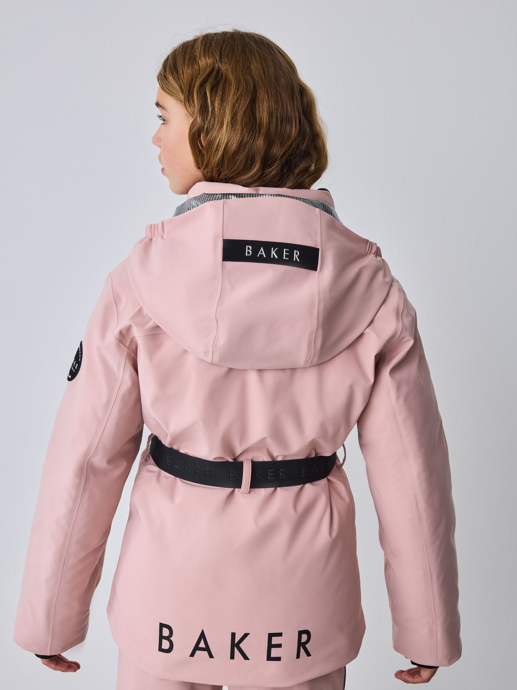 Baker by Ted Baker Pink Waterproof Belted Padded Ski Jacket image 3