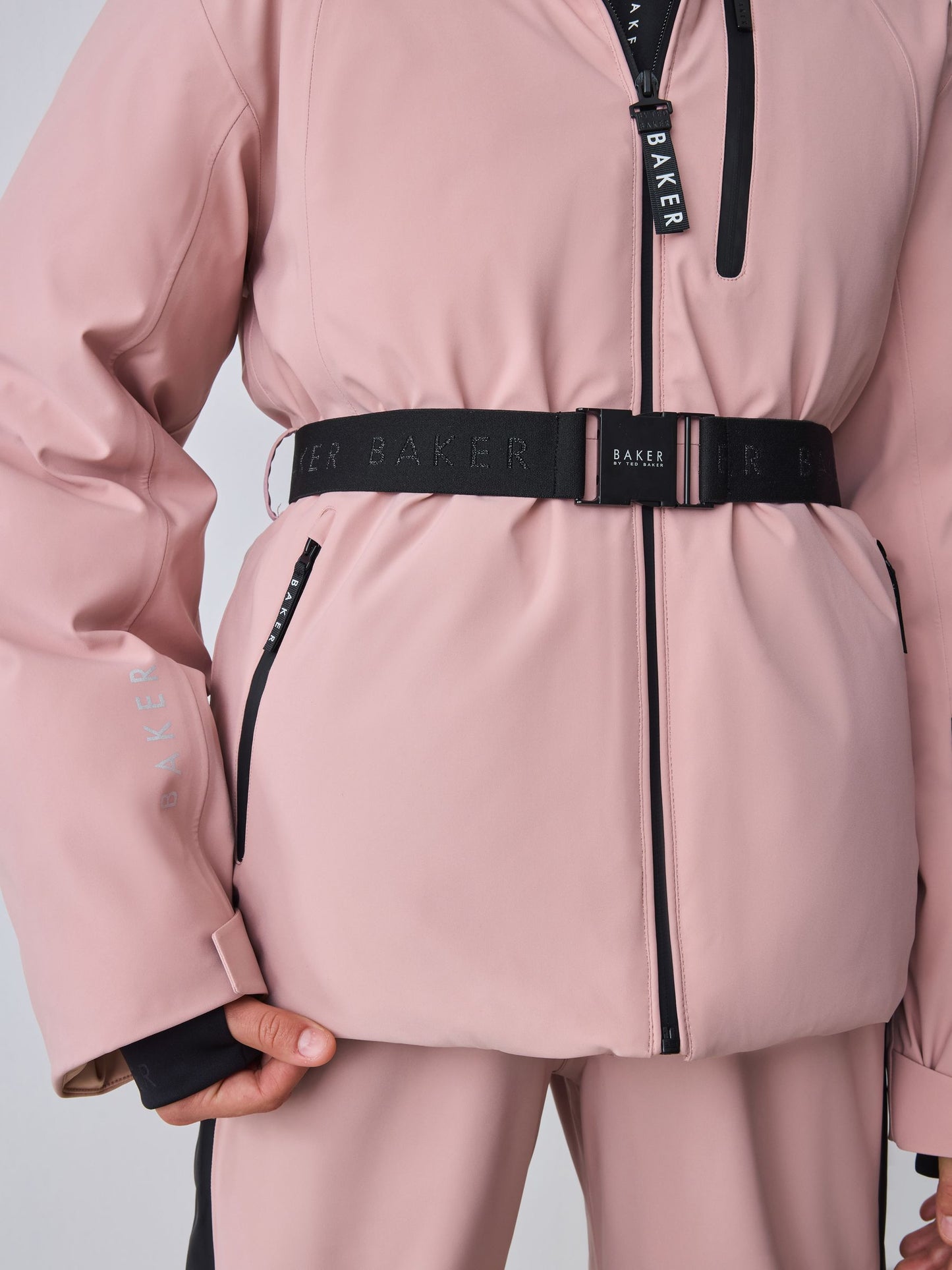Baker by Ted Baker Pink Waterproof Belted Padded Ski Jacket image 7