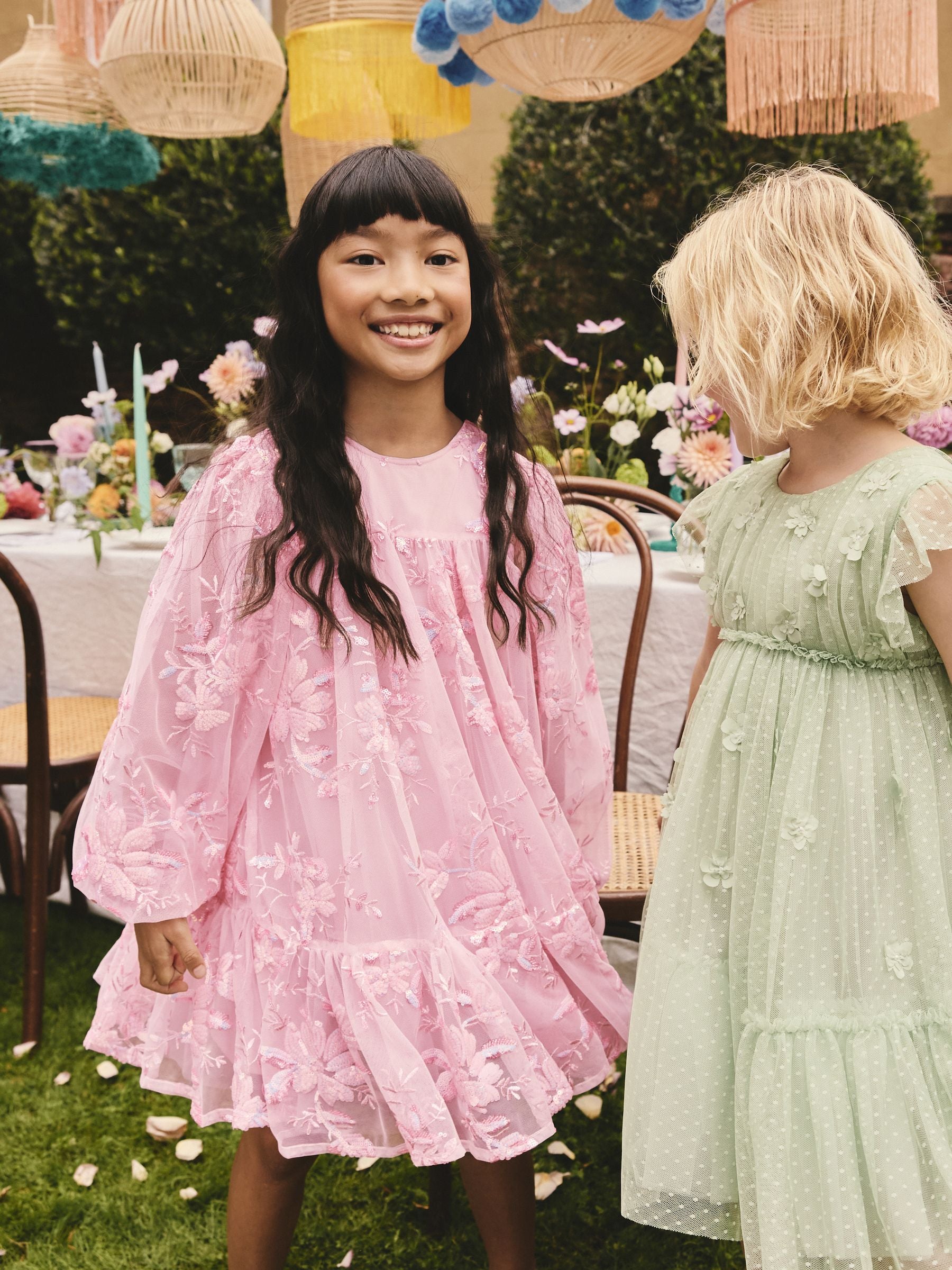 Pink Long Sleeve Sequin Mesh Occasion Dress (3-16yrs) image 3