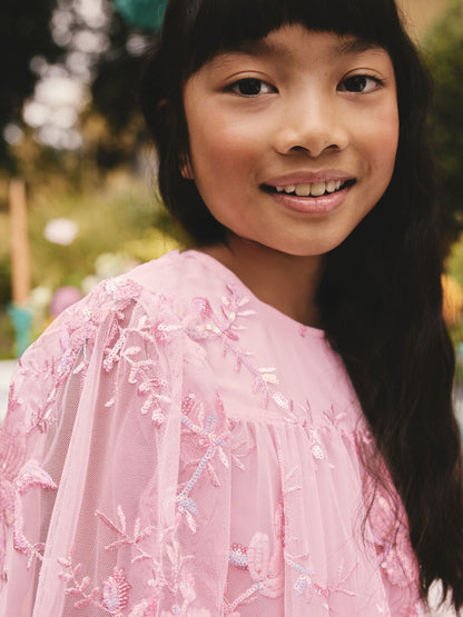 Pink Long Sleeve Sequin Mesh Occasion Dress (3-16yrs) image 4