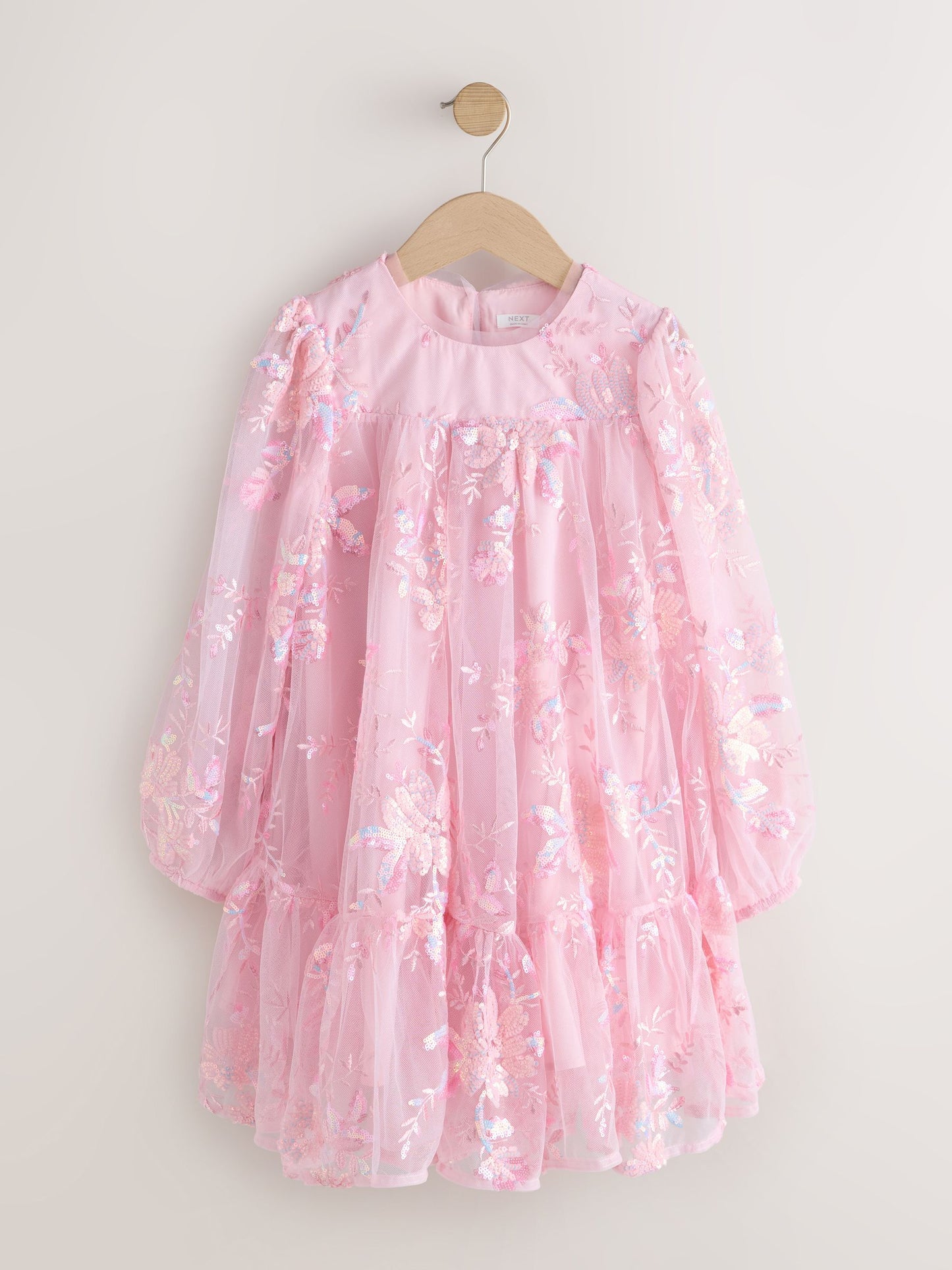 Pink Long Sleeve Sequin Mesh Occasion Dress (3-16yrs) image 5