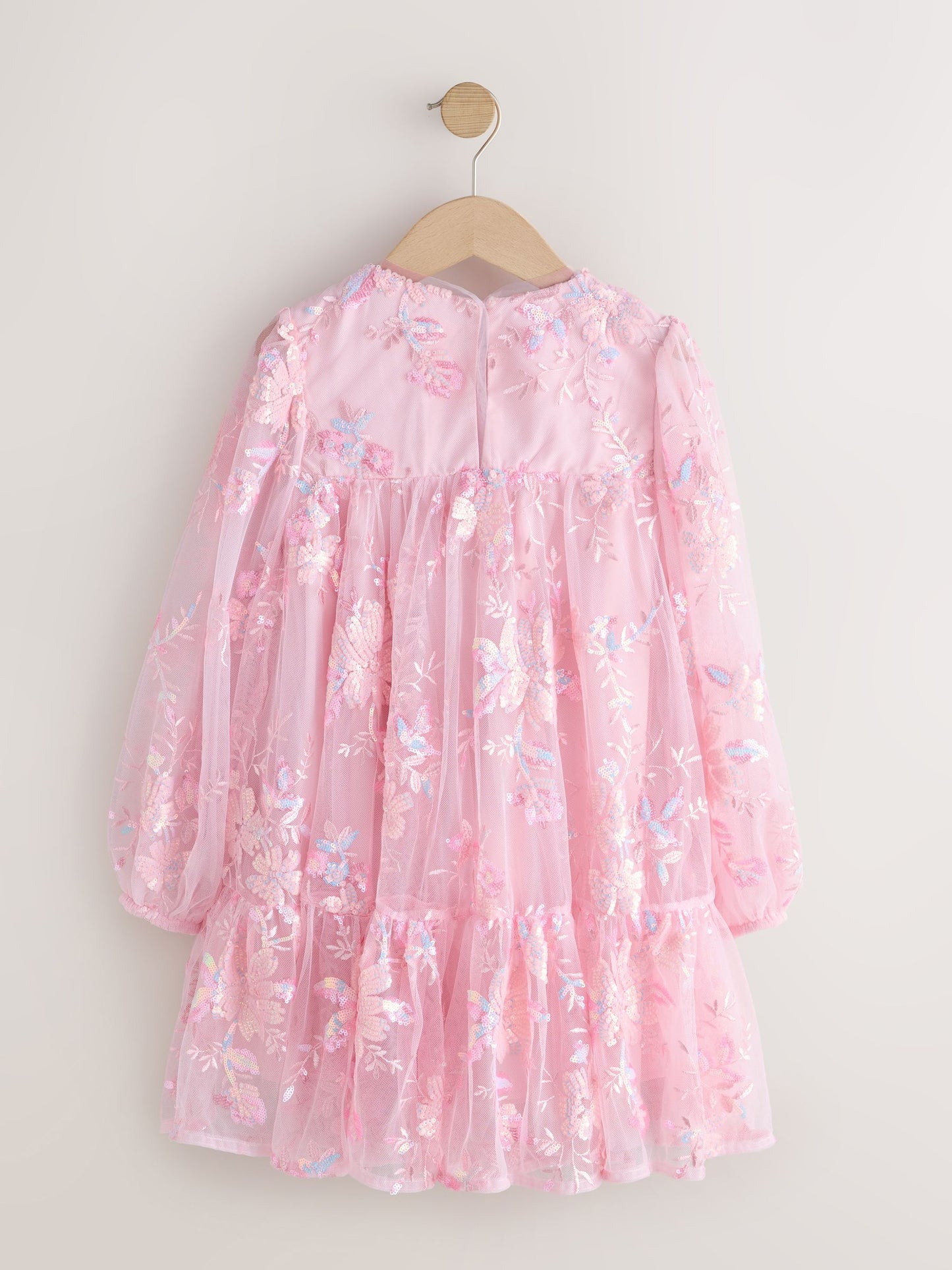 Pink Long Sleeve Sequin Mesh Occasion Dress (3-16yrs) image 6