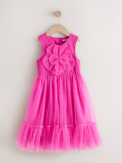 Pink Flower Corsage Mesh Occasion Dress (3-16yrs) image 4