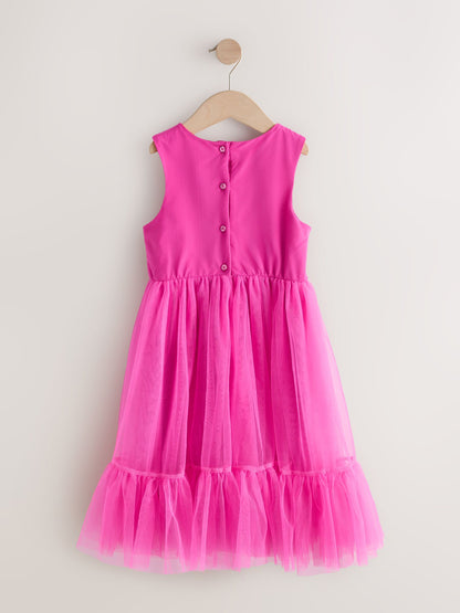 Pink Flower Corsage Mesh Occasion Dress (3-16yrs) image 5