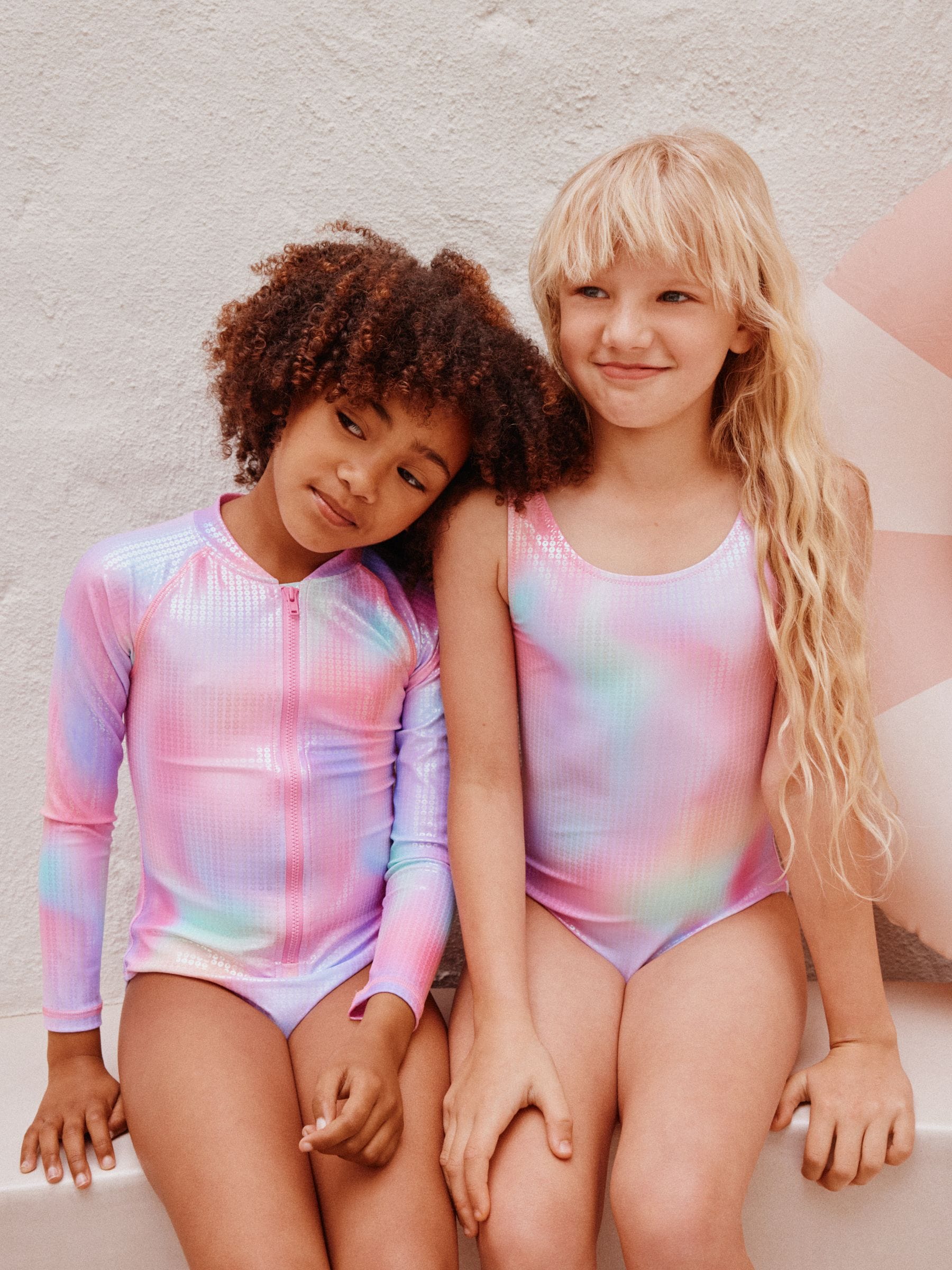 Dsiney Kidz - Pink Rainbow Foil Sequin Long Sleeve Sunsafe Swimsuit (3mths-16yrs) image 5