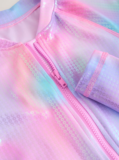 Dsiney Kidz - Pink Rainbow Foil Sequin Long Sleeve Sunsafe Swimsuit (3mths-16yrs) image 9