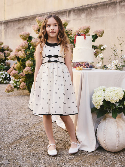 Black/Cream Spot Sleeveless Occasion Dress (3-16yrs) image 1