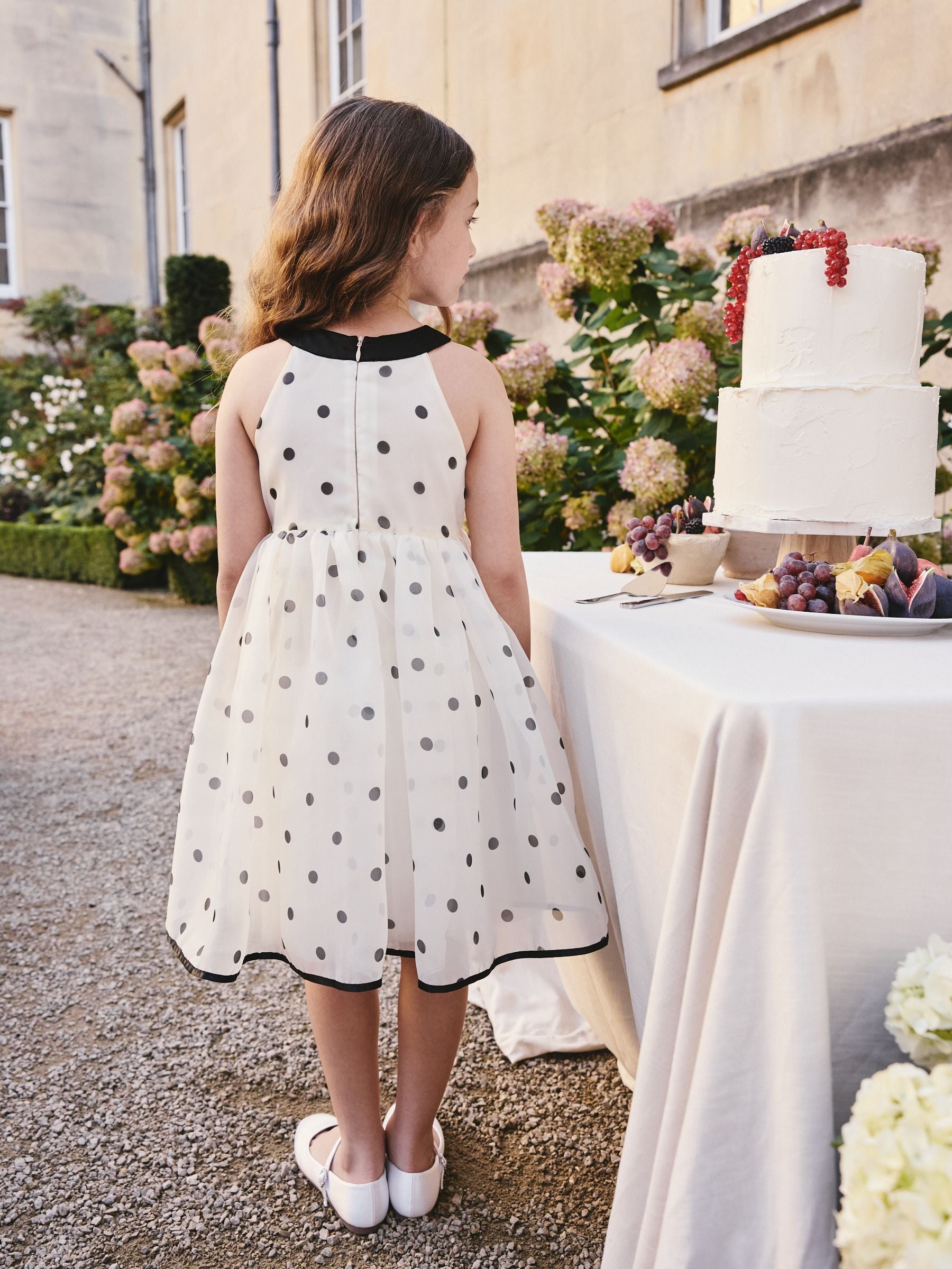 Black/Cream Spot Sleeveless Occasion Dress (3-16yrs) image 3