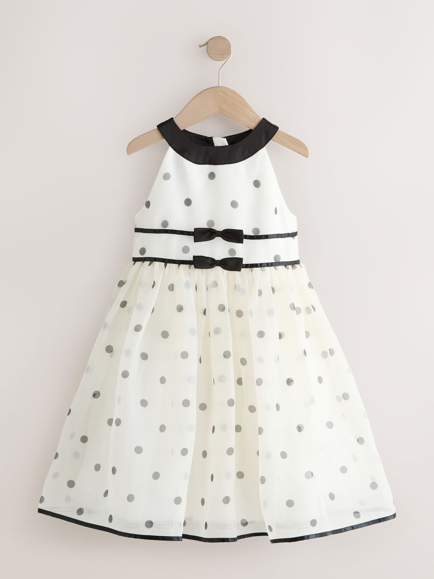 Black/Cream Spot Sleeveless Occasion Dress (3-16yrs) image 4