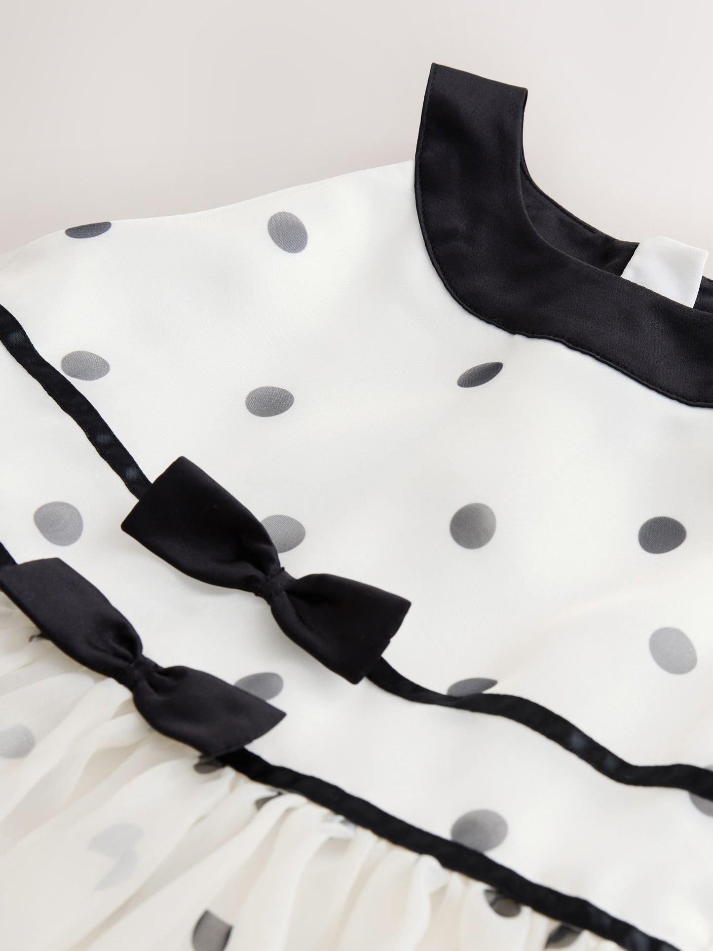 Black/Cream Spot Sleeveless Occasion Dress (3-16yrs) image 7