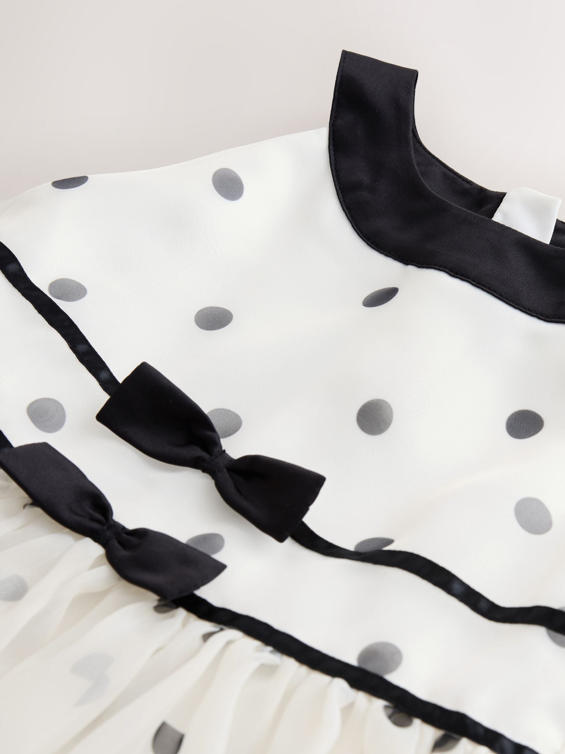 Black/Cream Spot Sleeveless Occasion Dress (3-16yrs) image 7