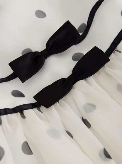 Black/Cream Spot Sleeveless Occasion Dress (3-16yrs) image 8