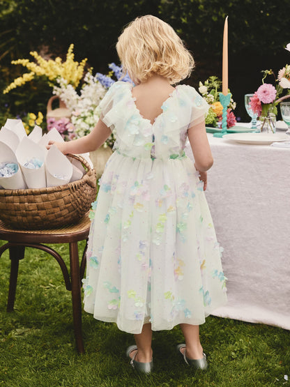 White 3D Flower Ruffle Mesh Occasion Dress (3-16yrs) image 2