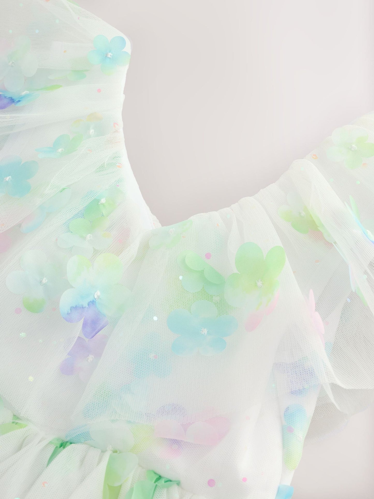 White 3D Flower Ruffle Mesh Occasion Dress (3-16yrs) image 9