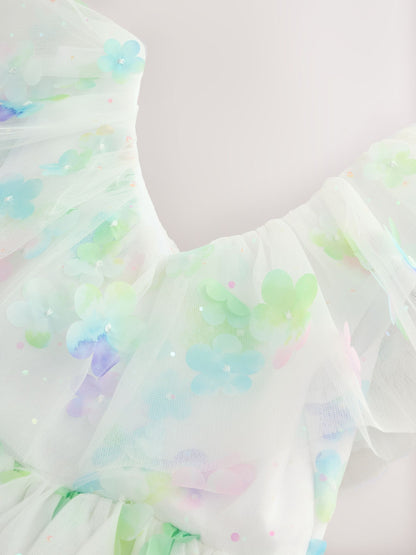 White 3D Flower Ruffle Mesh Occasion Dress (3-16yrs) image 9
