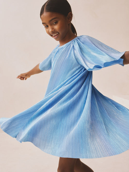 Blue Sparkle Angel Sleeve Party Dress (3-16yrs) image 1