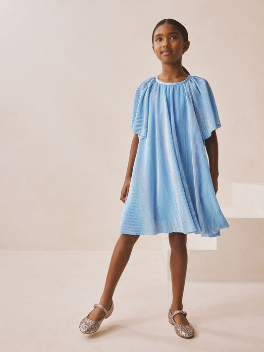 Blue Sparkle Angel Sleeve Party Dress (3-16yrs) image 2