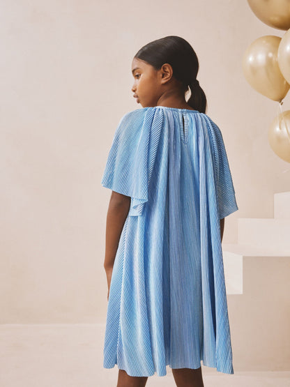 Blue Sparkle Angel Sleeve Party Dress (3-16yrs) image 3