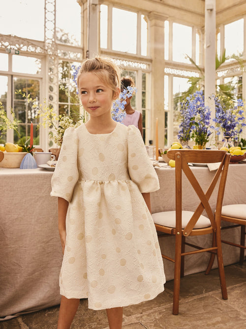 Dsiney Kidz - Ecru White Floral Texture Occasion Dress (3-16yrs) image 1