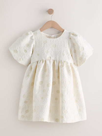 Ecru White Floral Texture Occasion Dress (3-16yrs) image 5