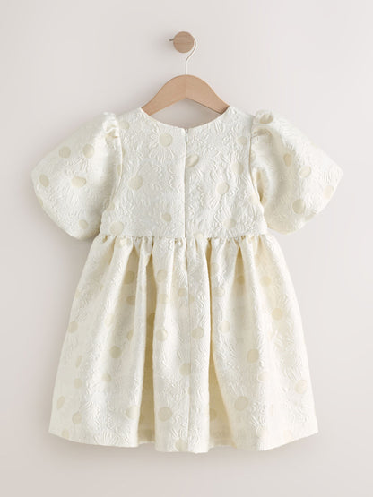 Ecru White Floral Texture Occasion Dress (3-16yrs) image 6