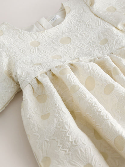 Ecru White Floral Texture Occasion Dress (3-16yrs) image 8
