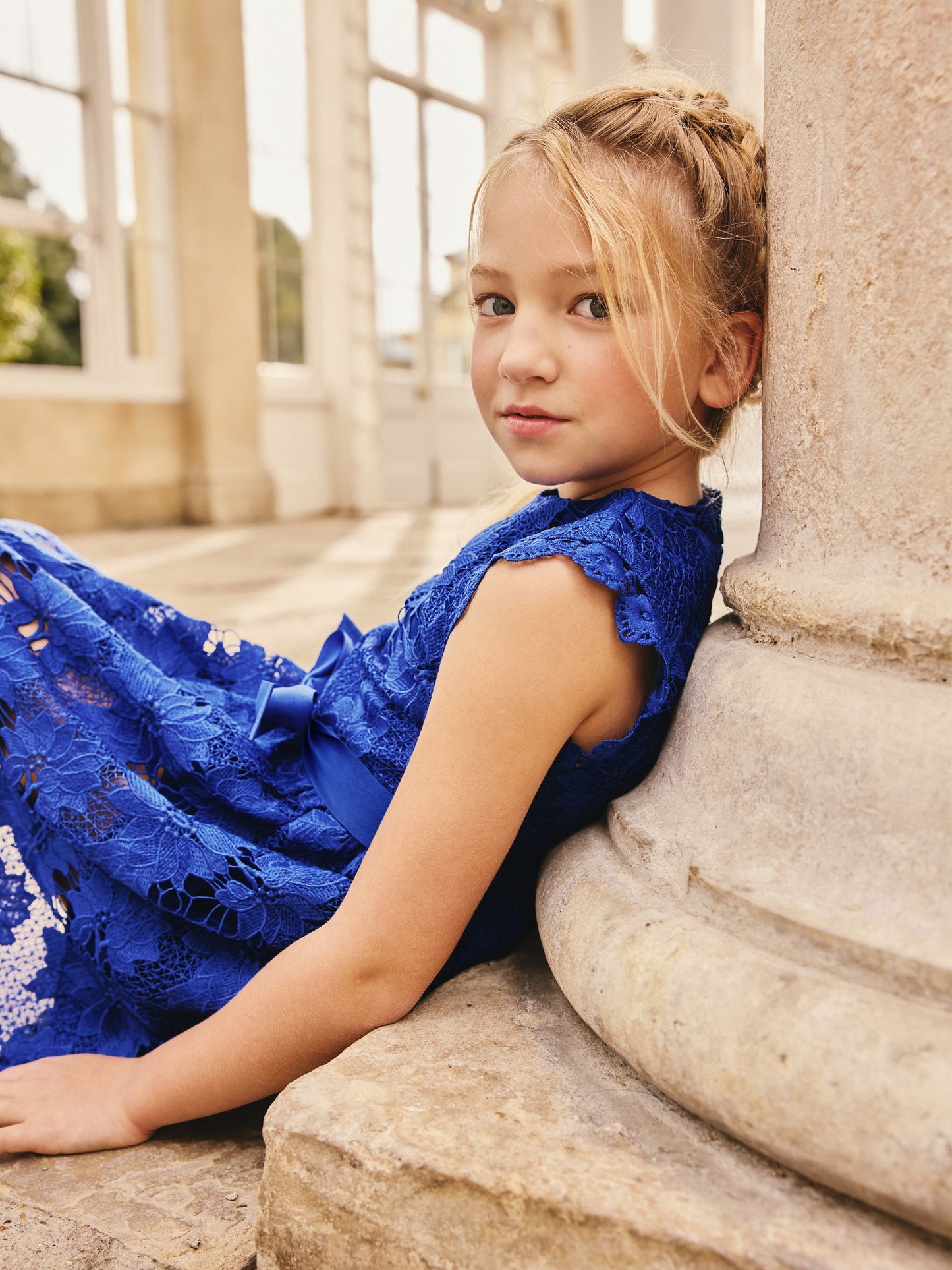 Cobalt Blue Lace Occasion Dress (3-16yrs) image 2