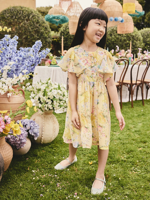 Dsiney Kidz - Yellow Floral Embellished Occasion Dress (3-16yrs) image 1