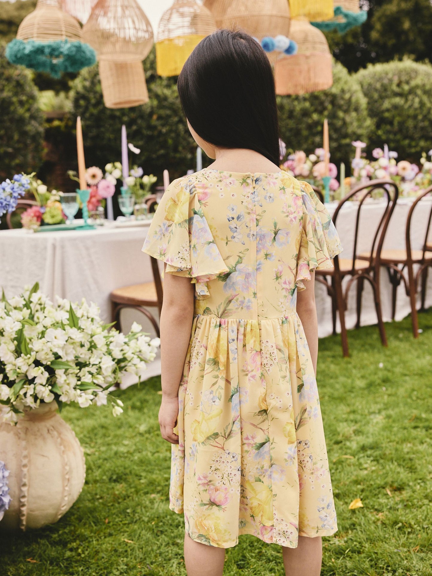 Yellow Floral Embellished Occasion Dress (3-16yrs) image 3