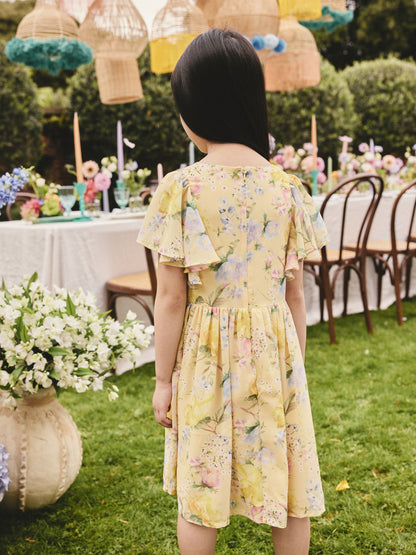 Yellow Floral Embellished Occasion Dress (3-16yrs) image 3