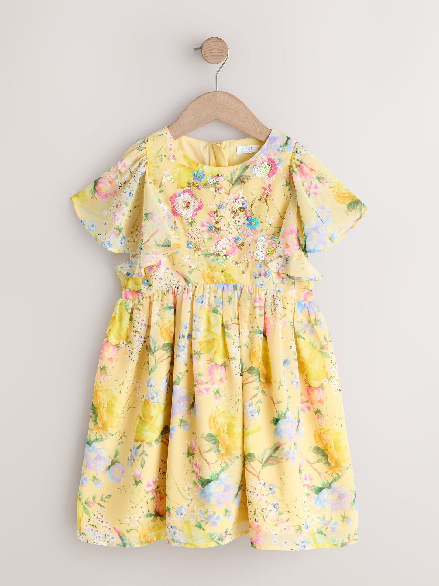 Yellow Floral Embellished Occasion Dress (3-16yrs) image 4