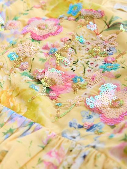 Yellow Floral Embellished Occasion Dress (3-16yrs) image 6