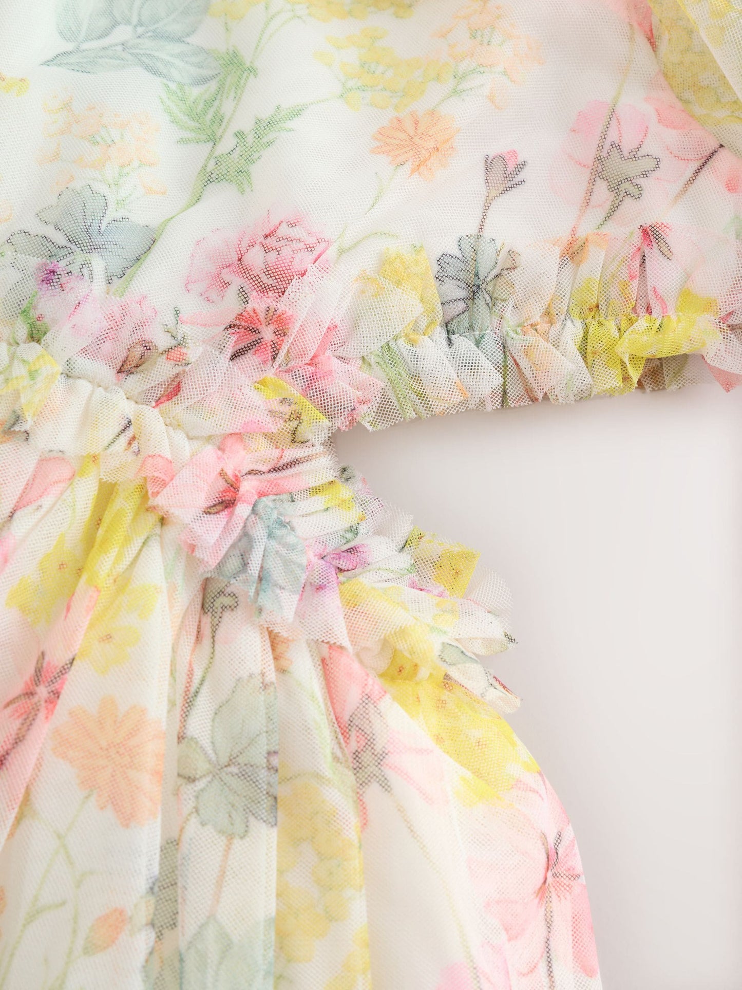 Yellow Floral Angel Sleeve Mesh Occasion Dress (3-16yrs) image 7
