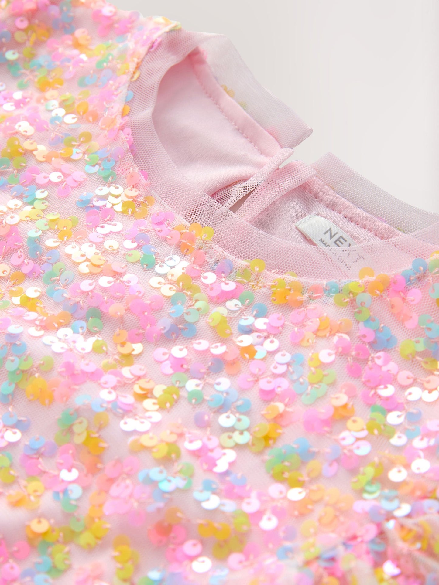 Pastel Pink Angel Sleeve Sequin Party Dress (3-16yrs) image 7
