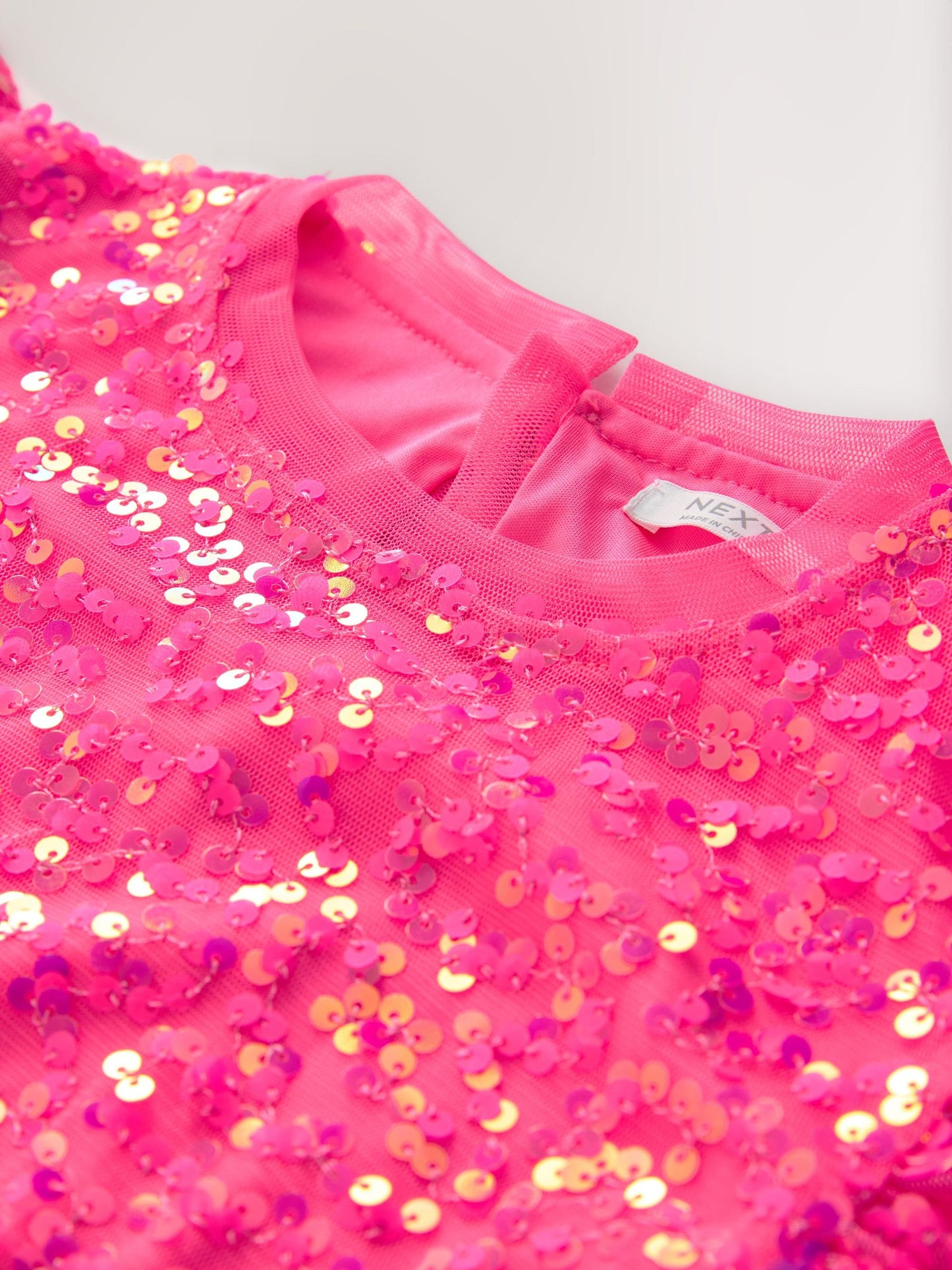 Bright Pink Angel Sleeve Sequin Party Dress (3-16yrs) image 7