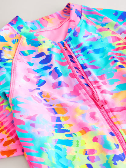 Dsiney Kidz - Rainbow Animal Tie Dye Short Sleeved Sunsafe Swimsuit (3mths-16yrs) image 9