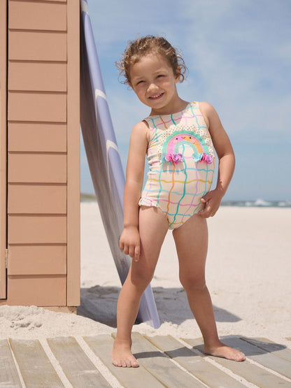 Rainbow Check Frill Leg Swimsuit (3mths-7yrs) image 2