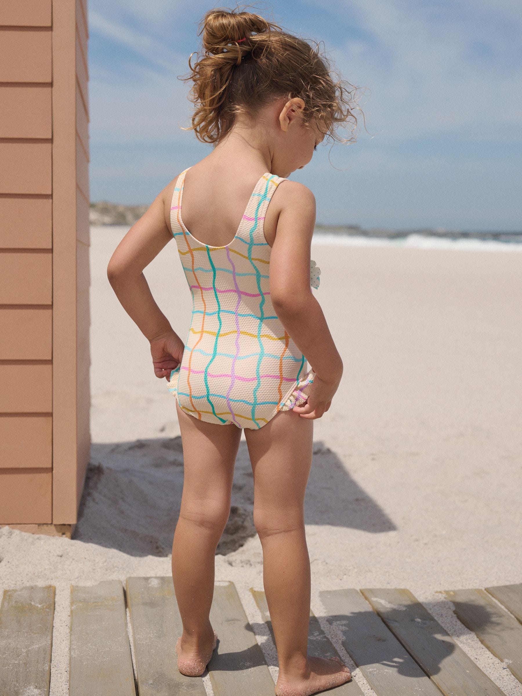 Rainbow Check Frill Leg Swimsuit (3mths-7yrs) image 3